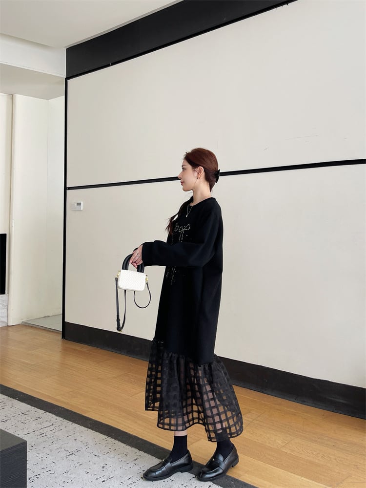 【dress】ビジュードッキングカジュアルワンピース　M28929