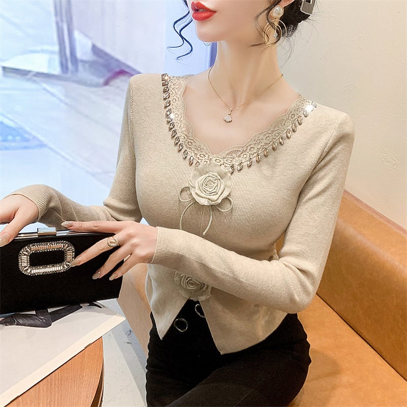 【tops】立体フラワーニットトップス　M27793