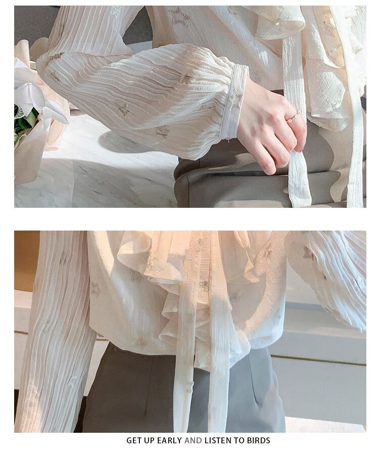 【tops】リボン付きシャツトップス　M28617