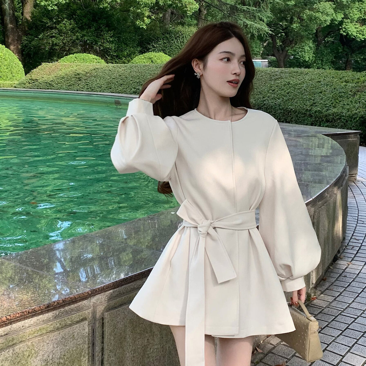 【dress】2WAYノーカラーミニワンピース　N3327