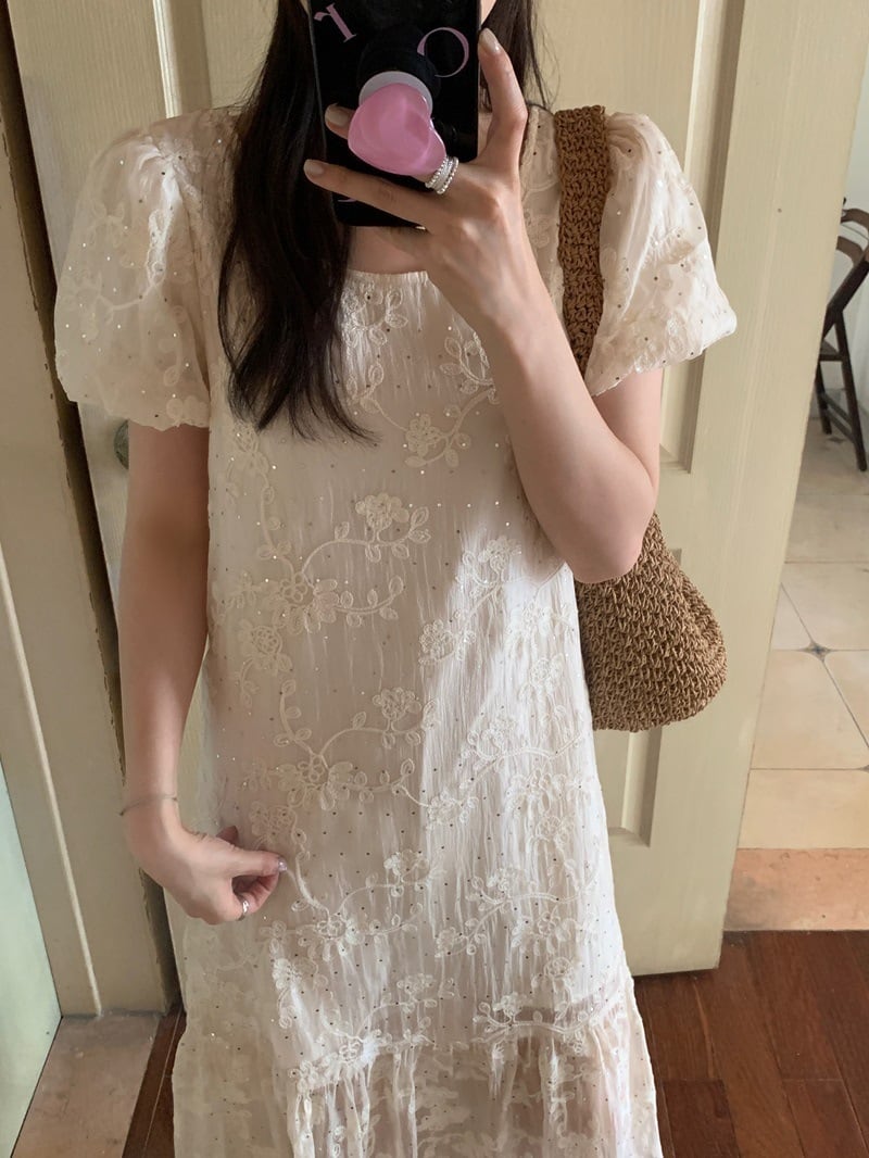 【dress】ジャカード刺繍ワンピース　M24731