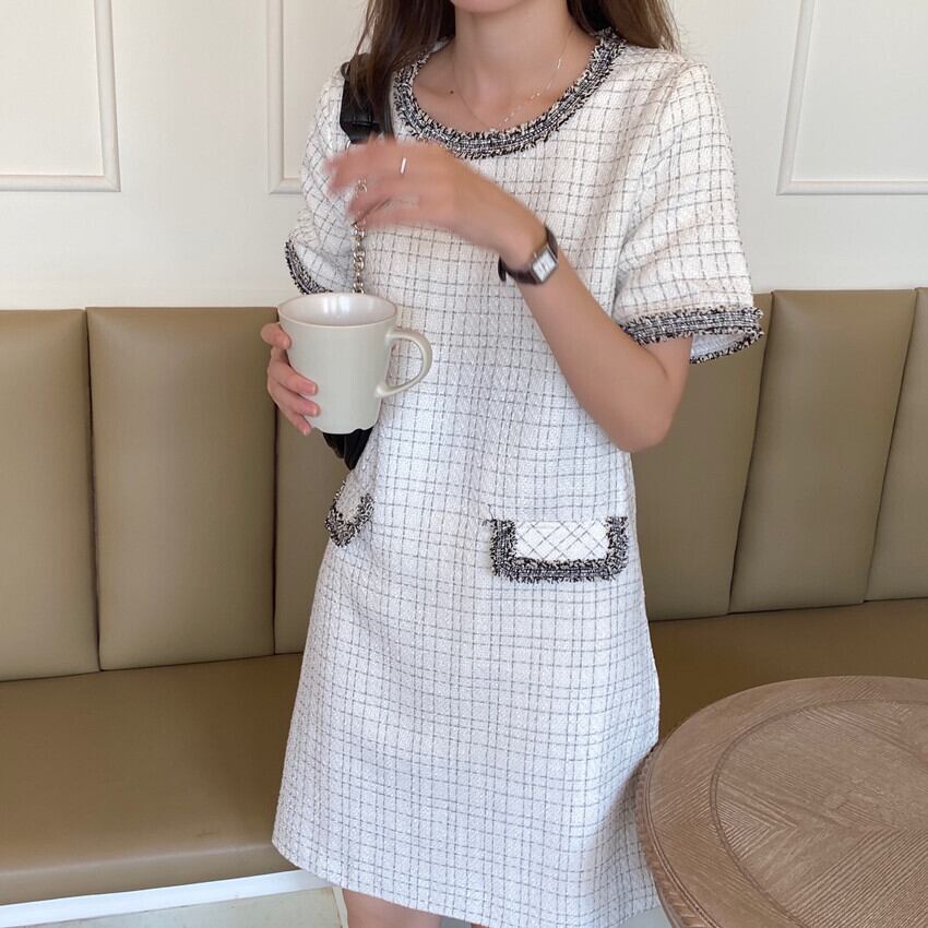 【dress】シンプル好感度UP!気質満点ラウンドネック エレガントファッションワンピース G0328