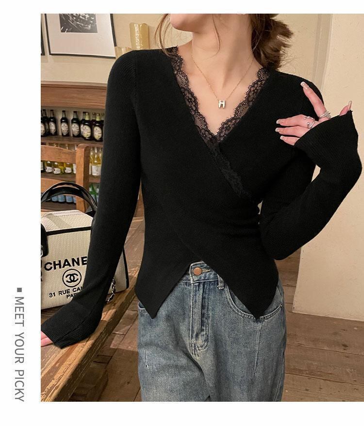 【tops】Vネックニットトップス　M19151