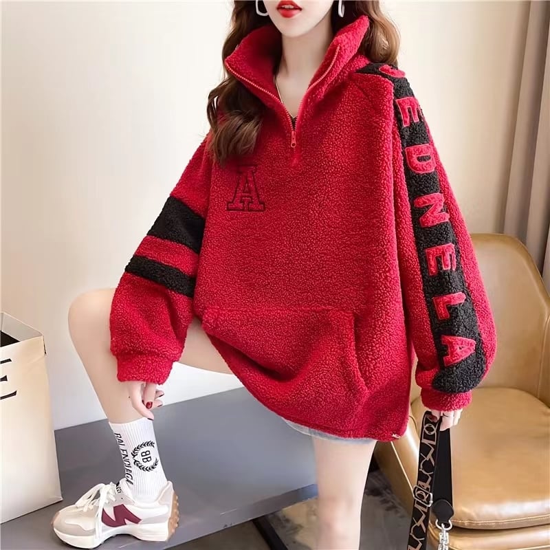 【tops】好感度UP〜気質満点トップススタンドネック裏起毛厚手合わせやすいパーカー G10252