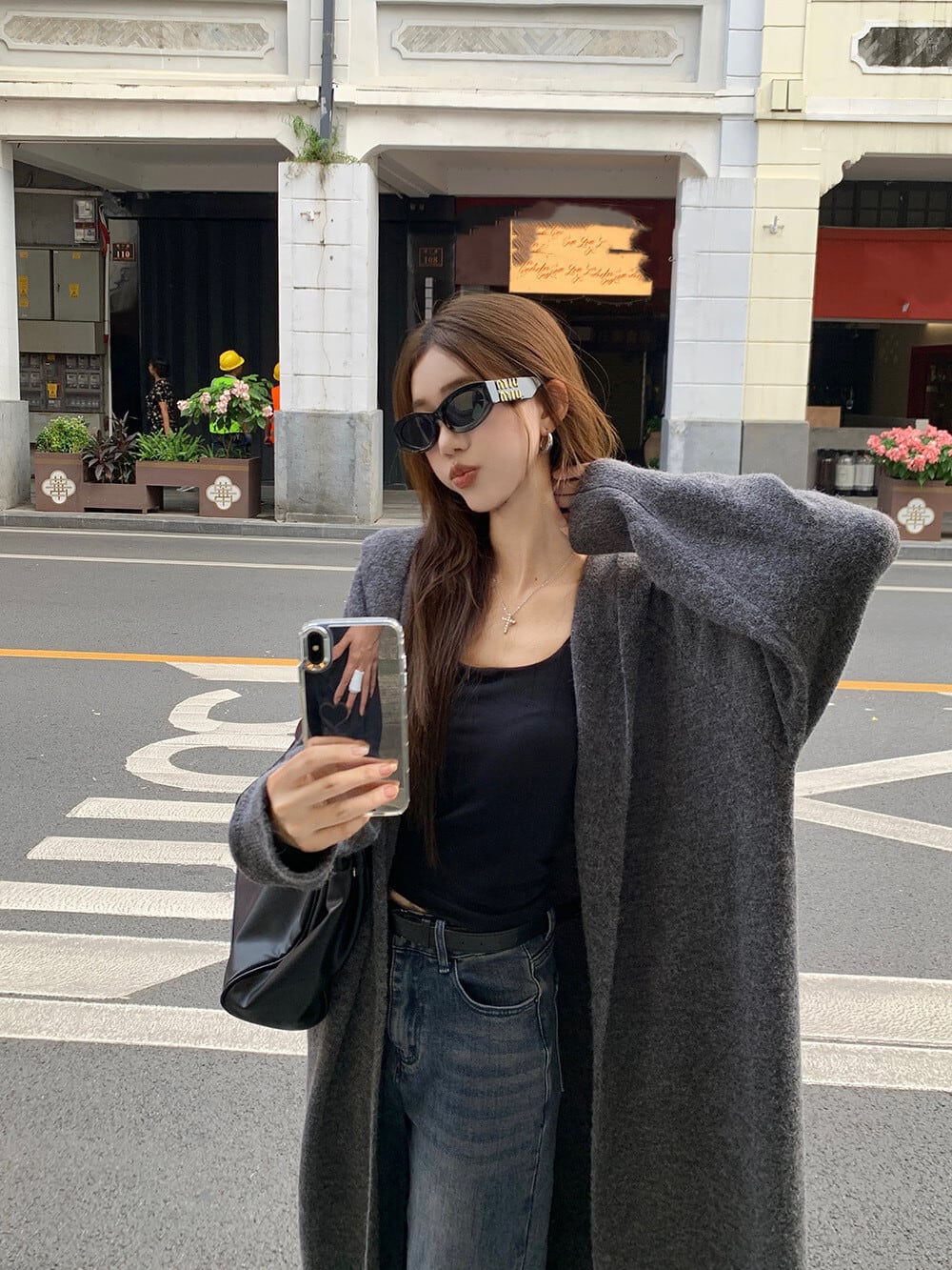 【outer】ロング丈ニットカーデ　M26335