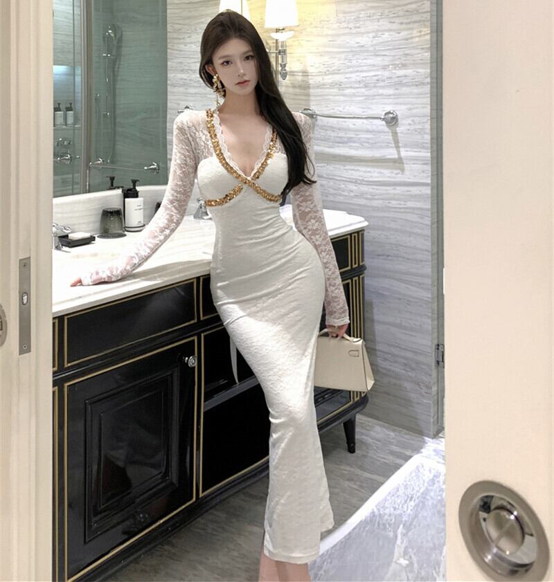 【dress】レースマーメイドワンピース　M27819