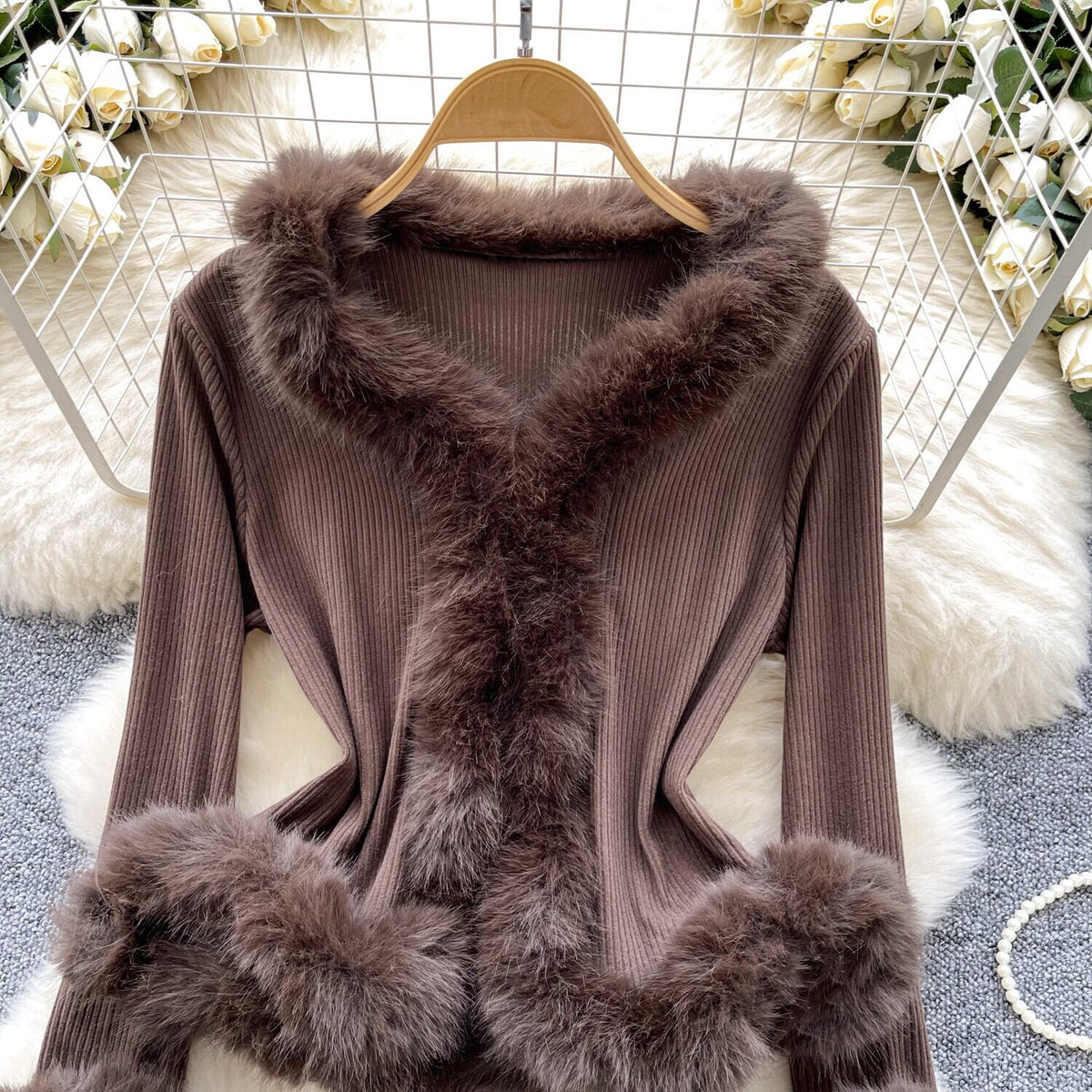 【tops】ファーニットトップス　N2777