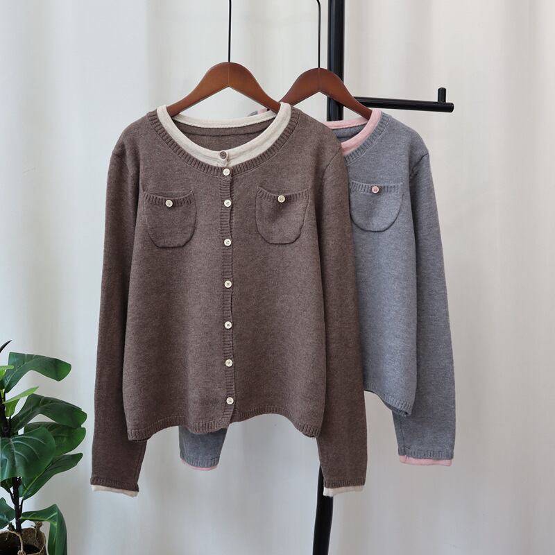 【outer】配色切り替えニットカーデ　M28598