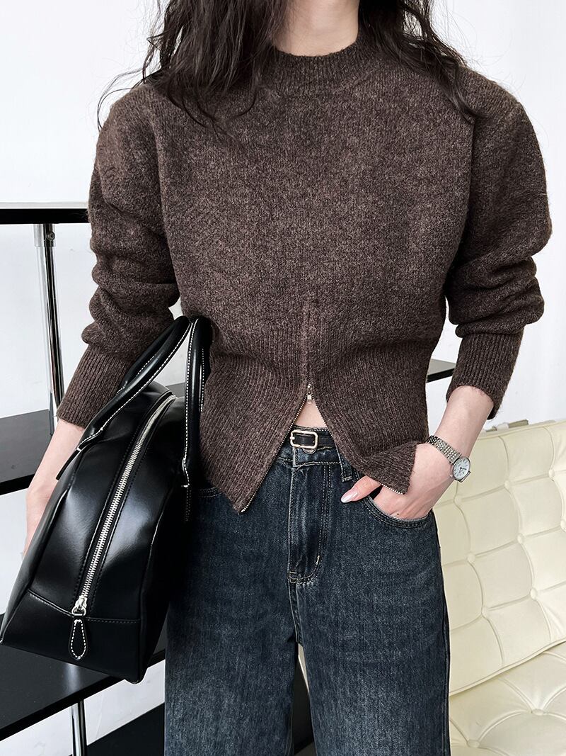 【tops】ファスナーニットプルオーバー　M19197