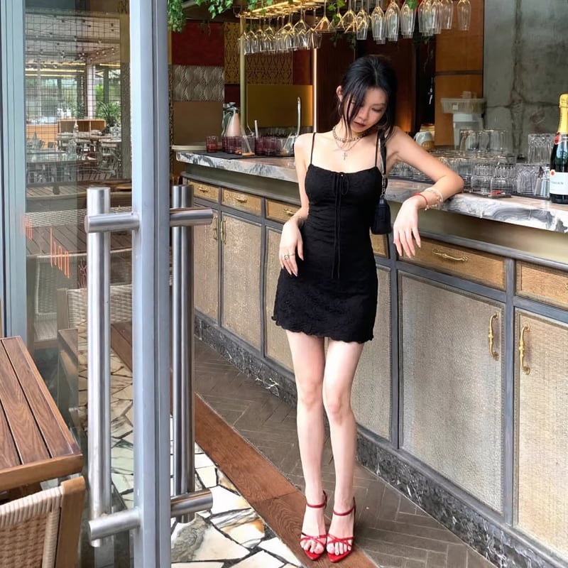 【dress】リボン付きキャミワンピース Q8327