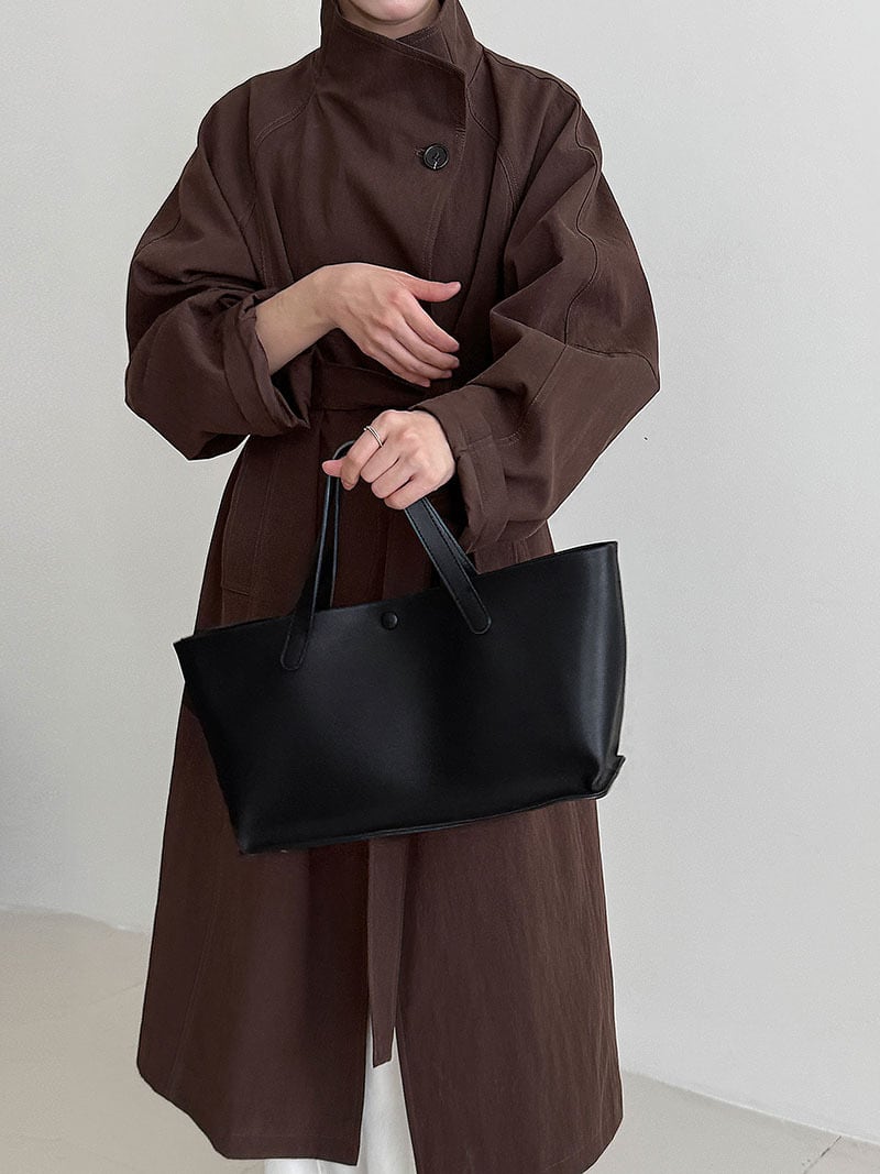 【outer】ワンボタンロングトレンチコート Q7306