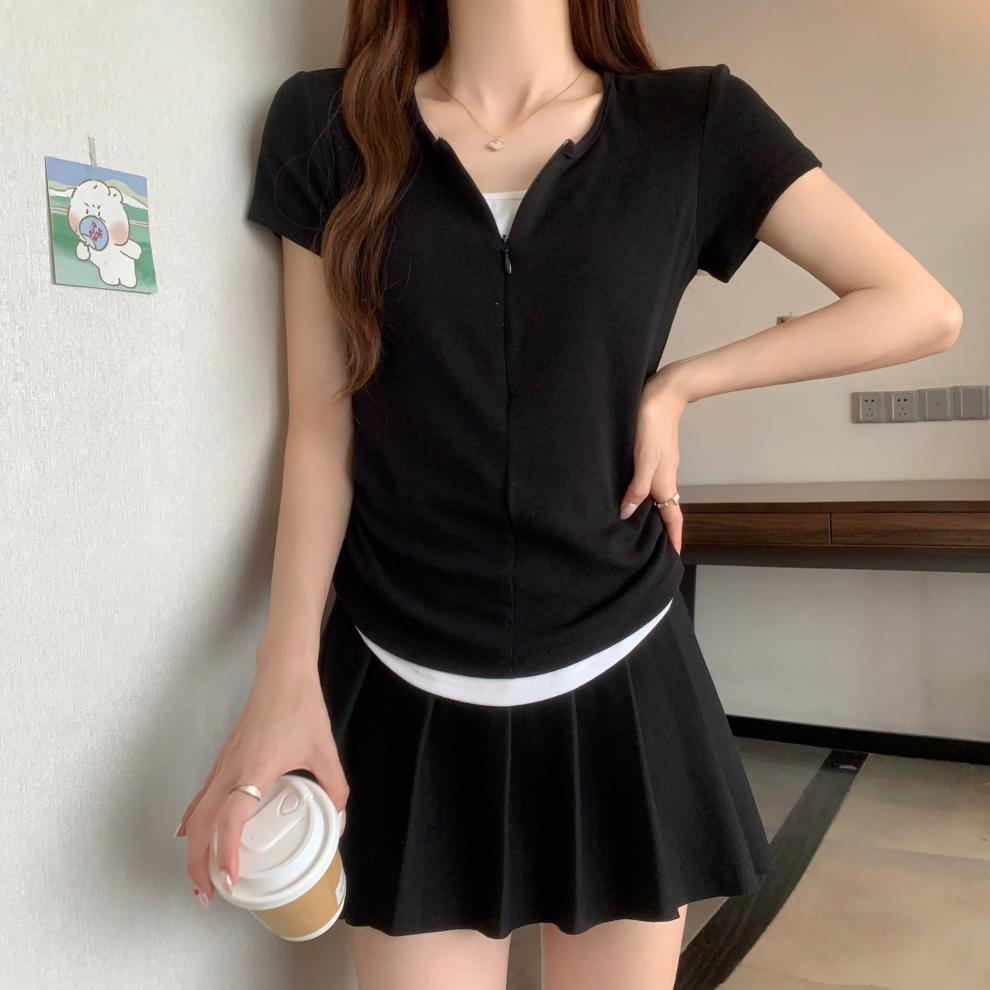 【tops】偽二つ切り替えTシャツG21042