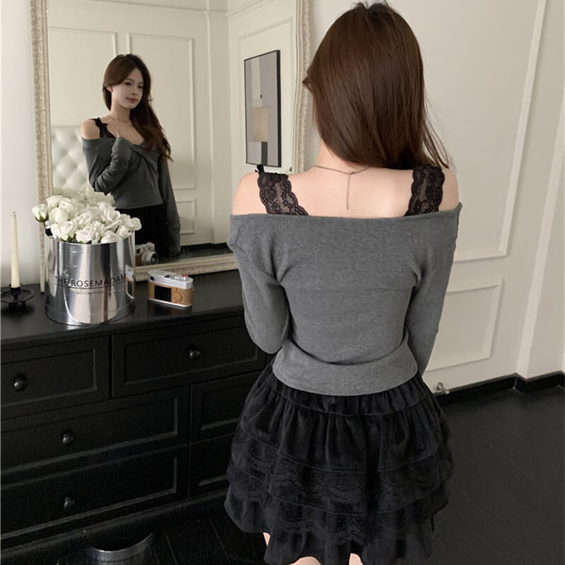 【tops】レース切り替えトップス　M27422
