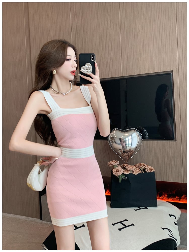 【dress】カラーマッチングニットキャミワンピース G21300