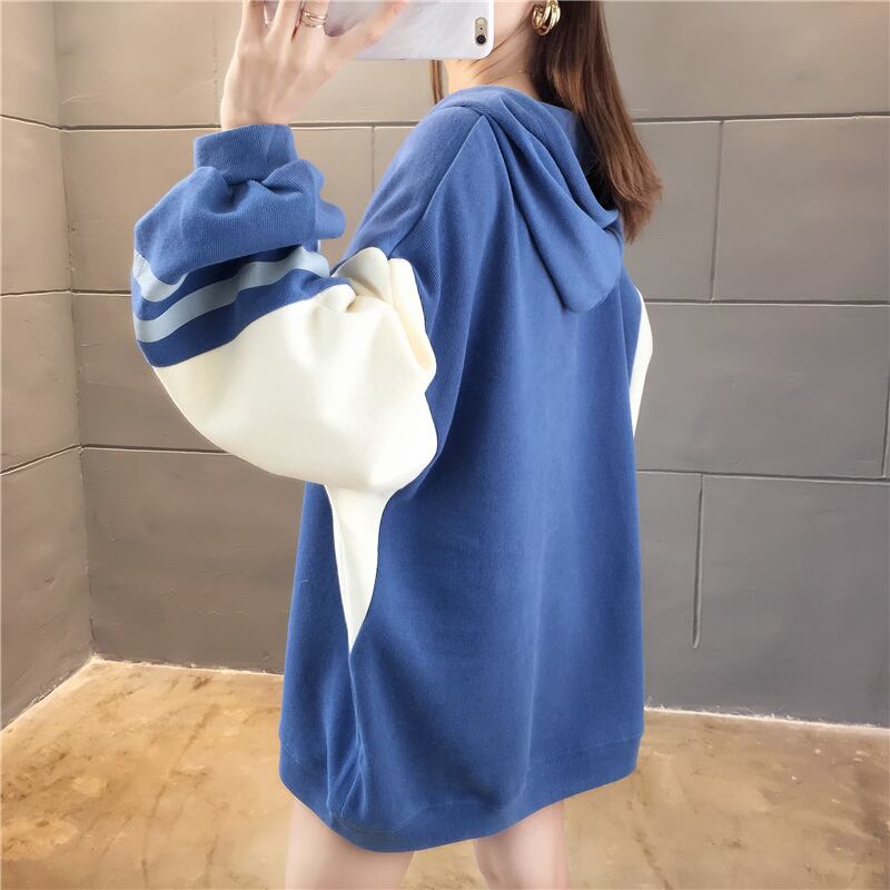 【tops】必ず目を引くフード付き長袖配色秋新作3色カジュアルゆったり着回しパーカーF0721