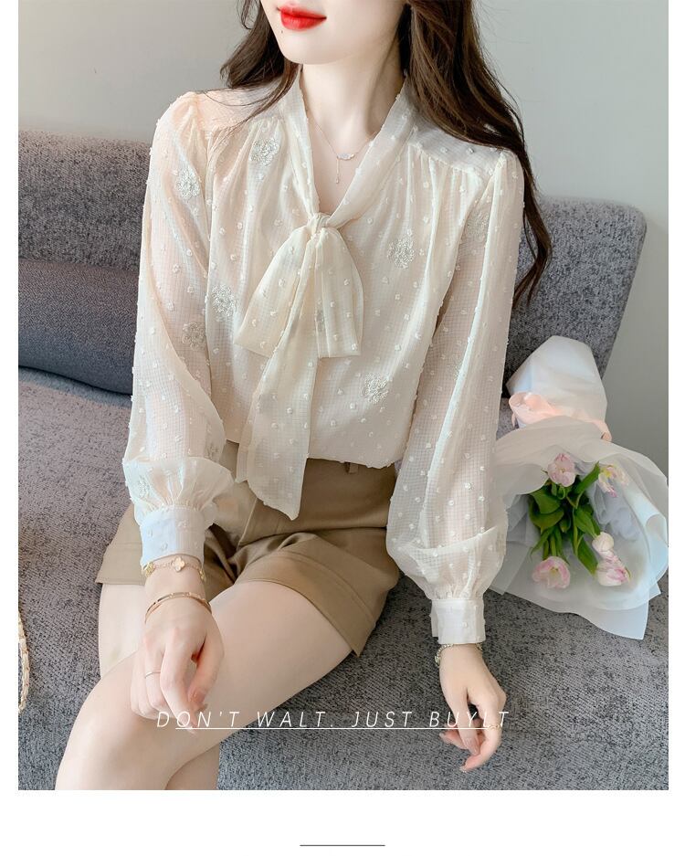 【tops】リボン付きシャツトップス　M28633