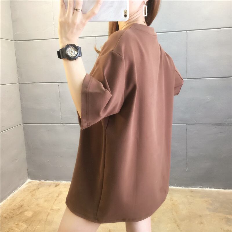 【tops】清新合わせやすいラウンドネック半袖ゆったり着回しファッションTシャツF0032