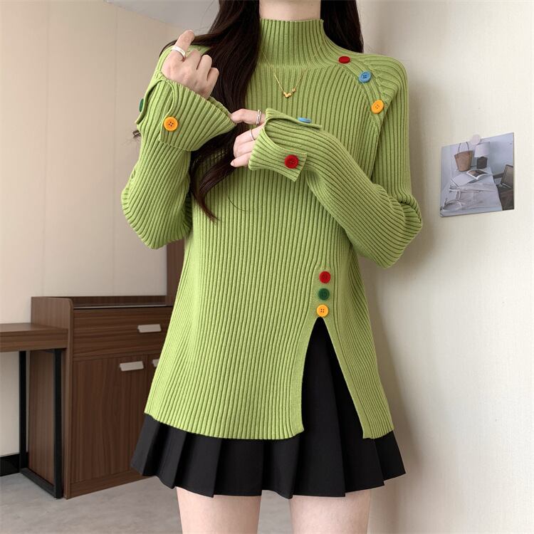 【tops】ボタンデザインニットトップス　M27823
