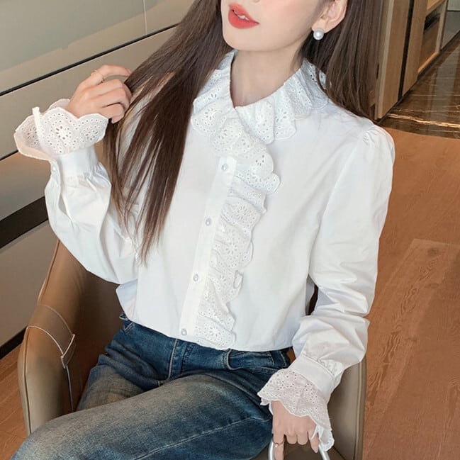 【tops】フリルシャツトップス　M29350