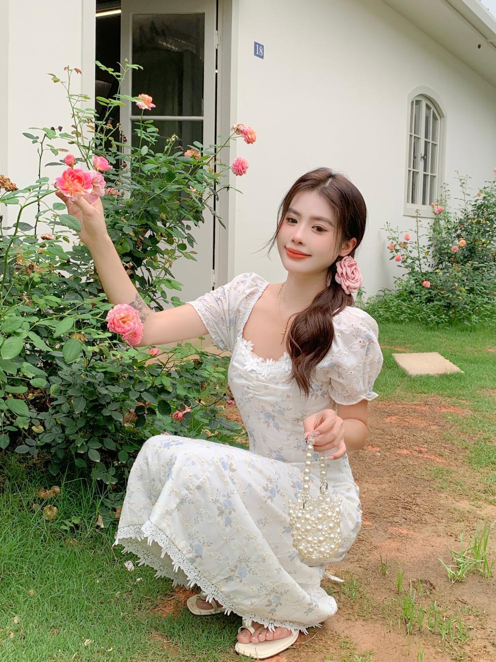 【dress】スウィートスクエアネック花柄ワンピースG21518