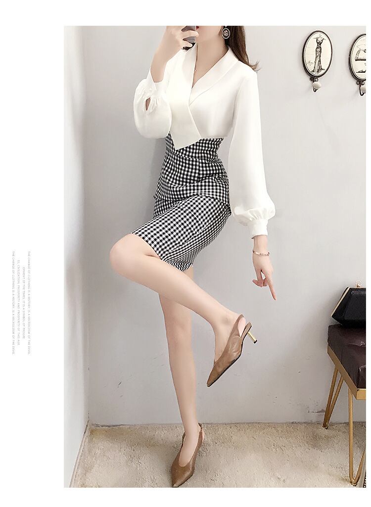 【dress】上品な質感!気質満点シンプルOL通勤切り替えタイトワンピース G2448