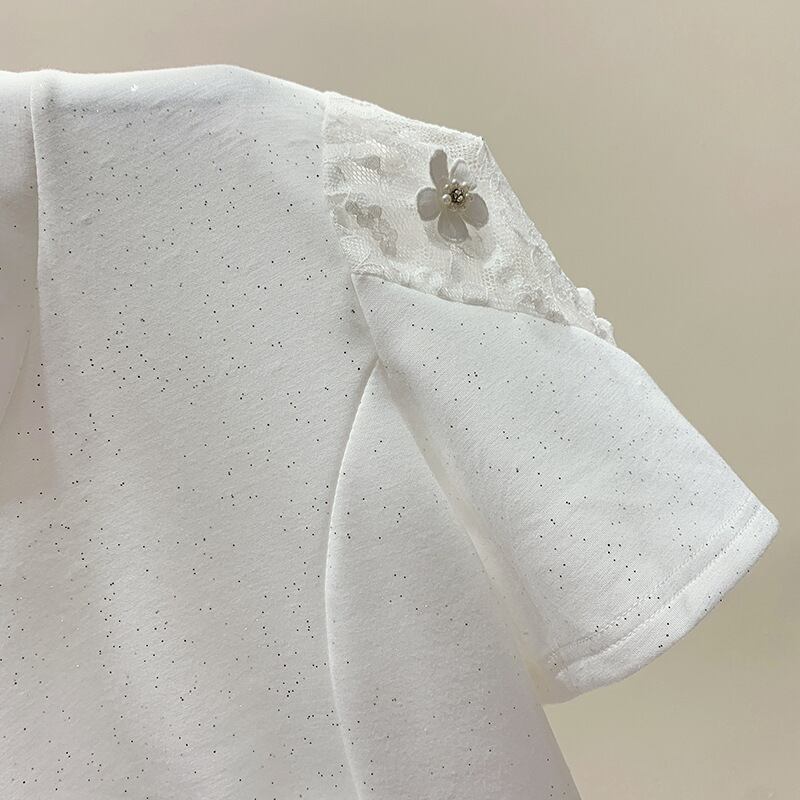 【tops】半袖透かし彫りＴシャツF7455