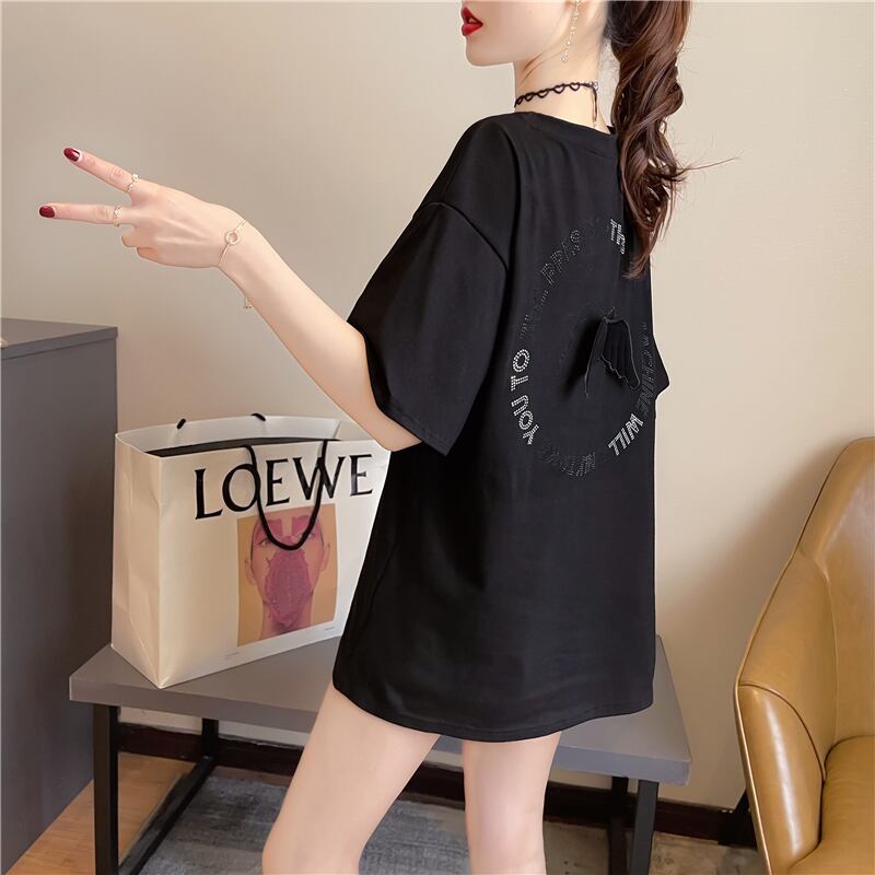 【tops】オシャレ度満点〜ラウンドネック半袖英字柄ファッションゆったり着回しTシャツ