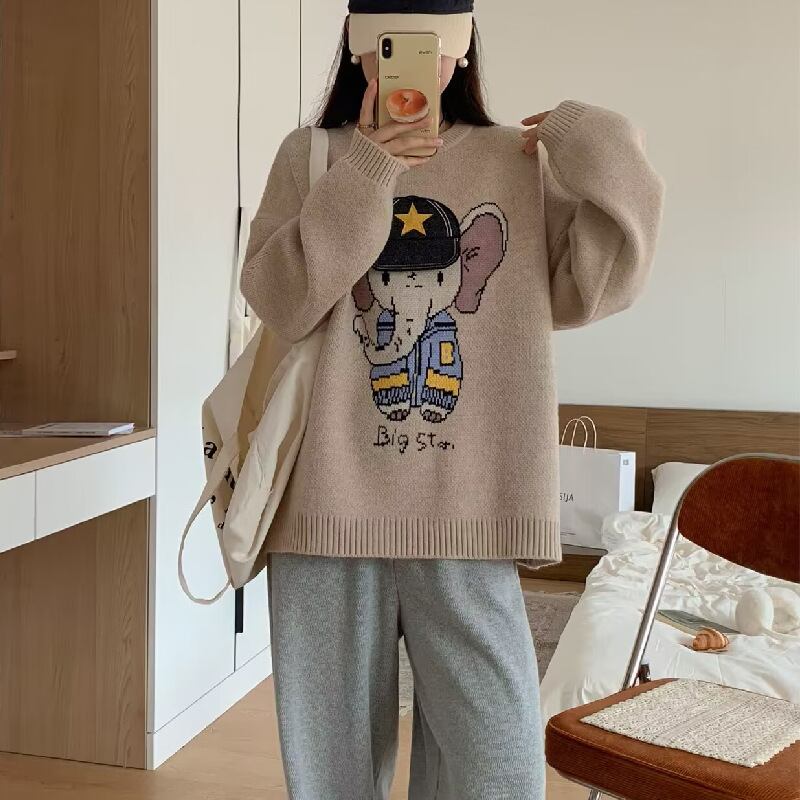 【tops】クルーネックニットセーター　M18557
