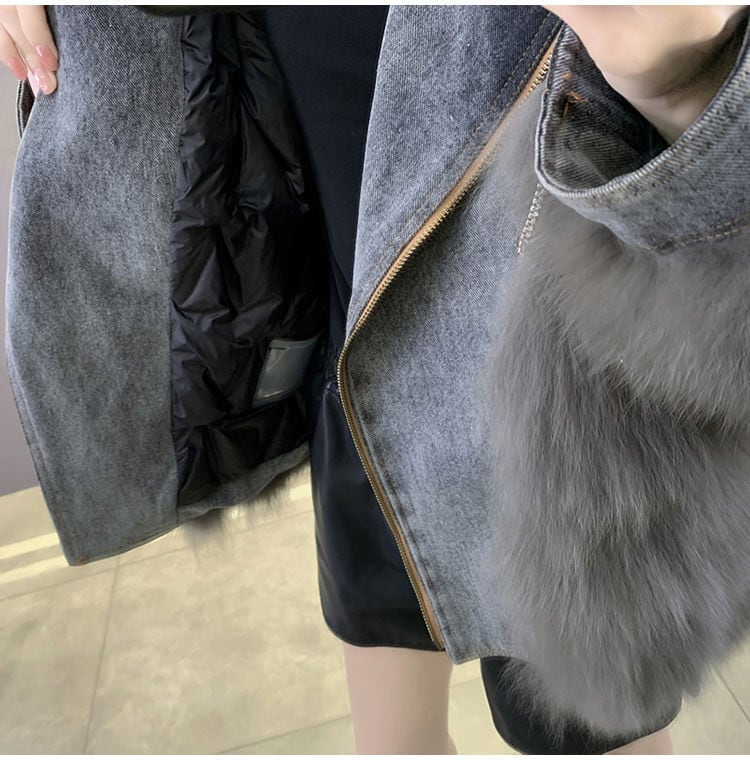 【outer】話題沸騰中ラペル長袖ポケート付き着回し配色おしゃれ厚手秋冬着デニムジャケットF1005