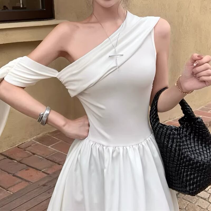 【dress】ワンショルダーAラインロングワンピース Q8265
