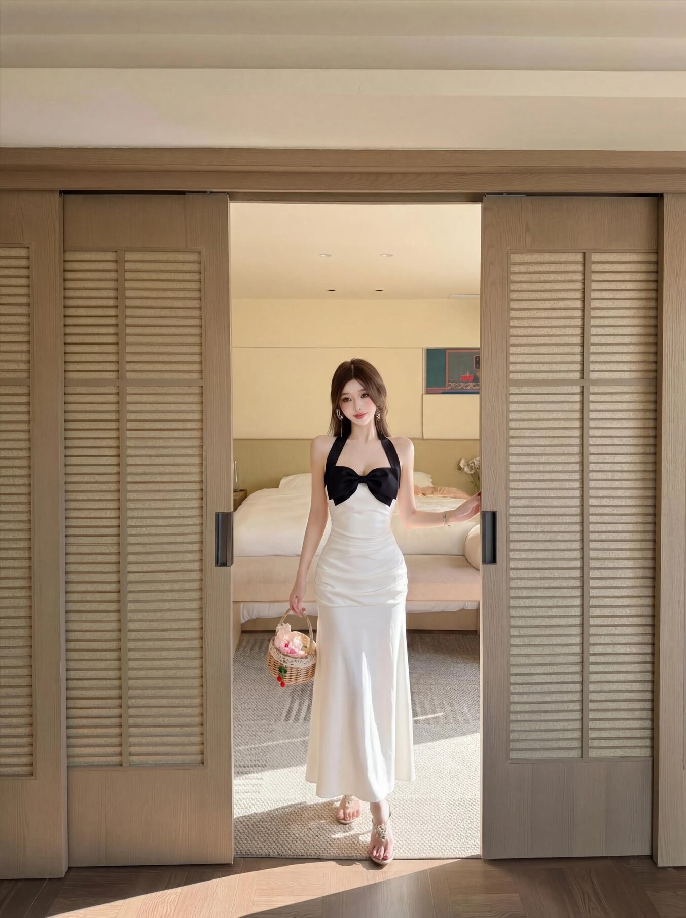 【dress】ホルターネックロングワンピース Q8478