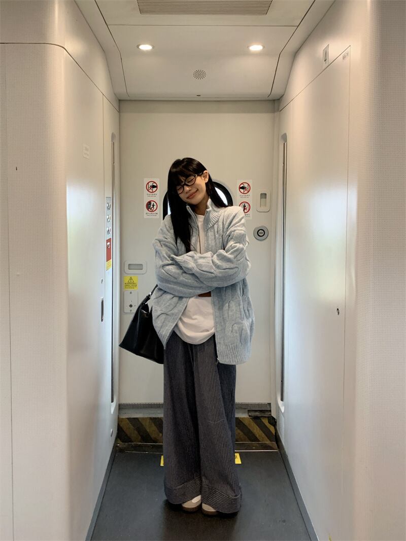【outer】スタンドネックニットカーデ　M28432
