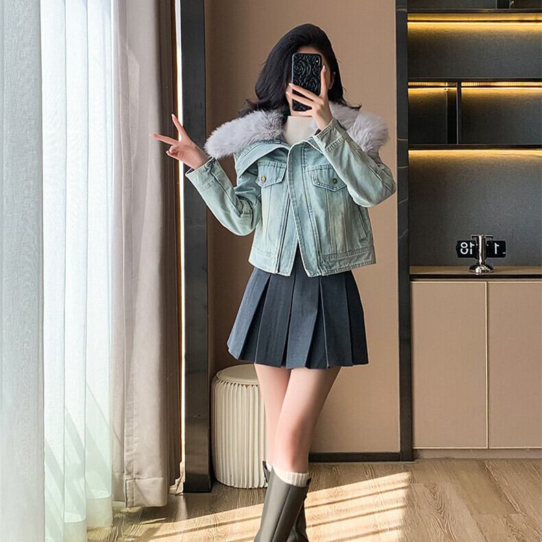 【outer】裹起毛ファーデニムジャケット　M27803