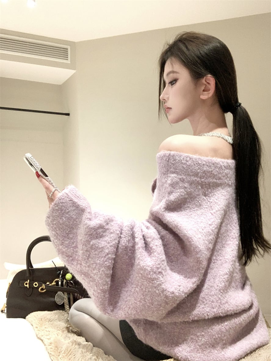 【tops】オフショルダーニットセーター　M28417