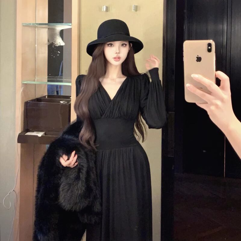 【dress】クロスネックロングワンピース Q7014