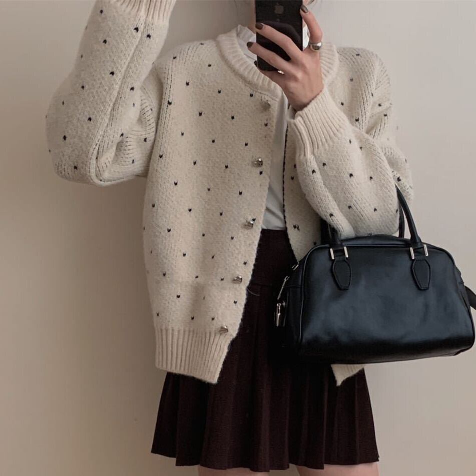 【outer】ハート柄ニットカーデ　M27245
