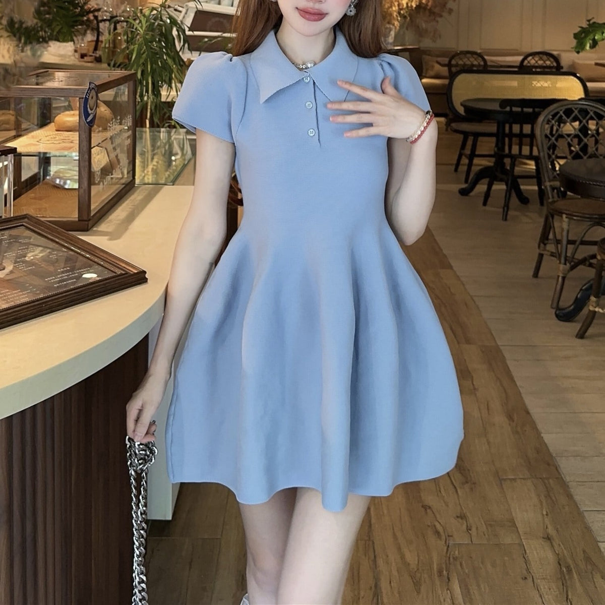 【dress】ポロネック立体感ミニワンピース　N2667