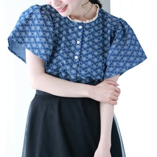 【tops】デニムプリントトップス　M30192