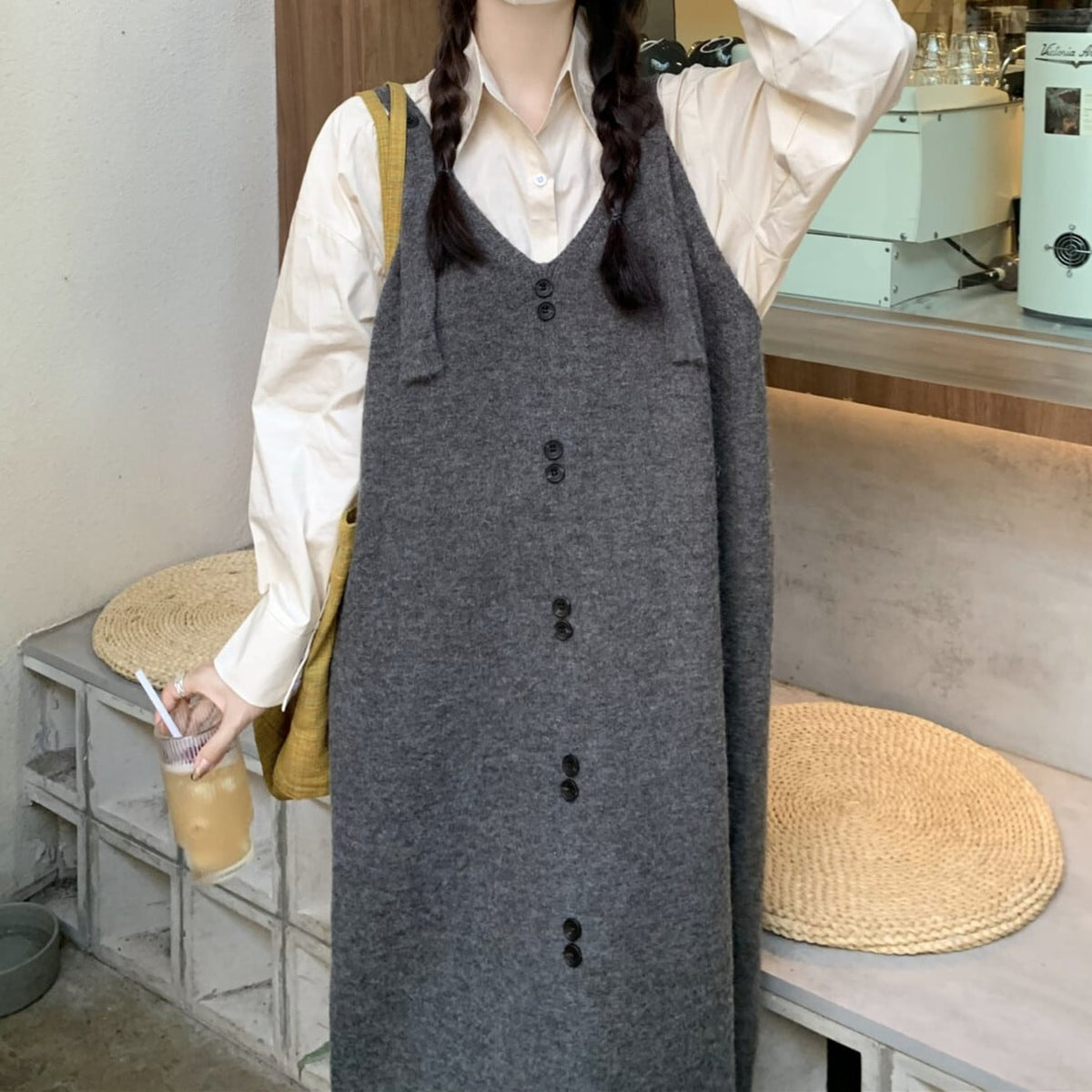 【dress】ボタンデザインベストワンピース　N2711