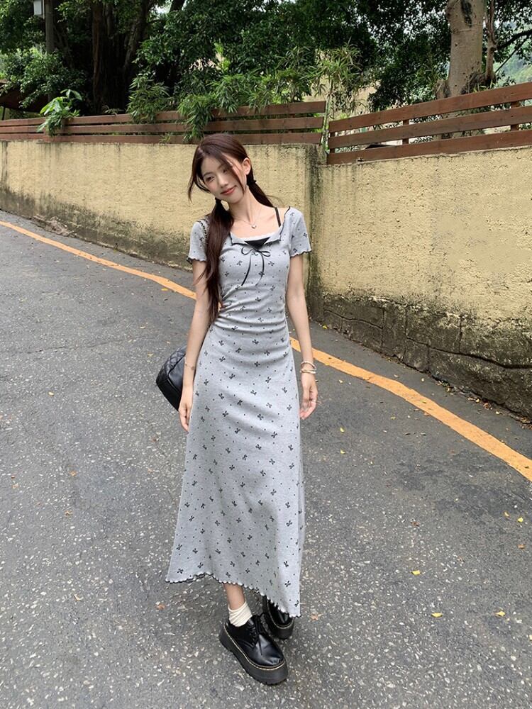 【dress】偽二つ切り替えリボンワンピース G21368