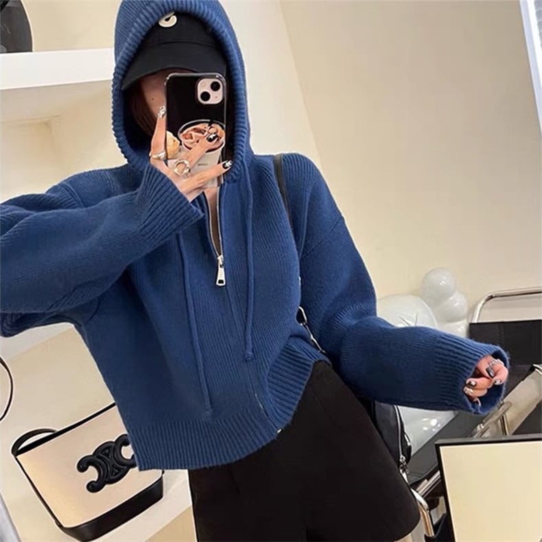 【outer】フード付きニットカーデ　M29072