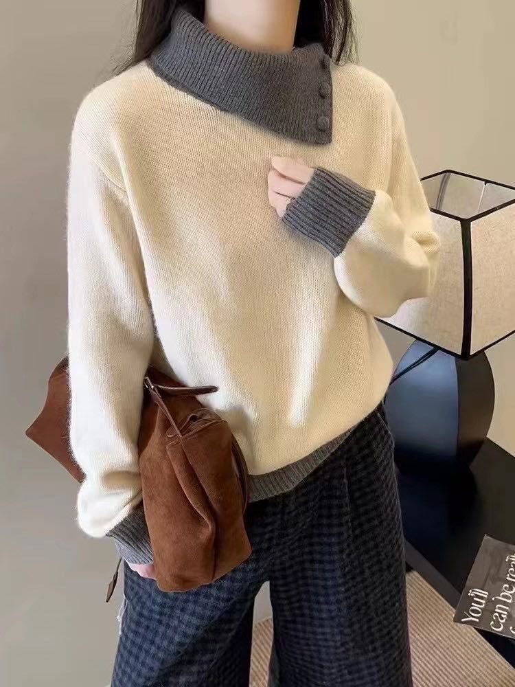 【tops】折り襟ニットセーター　M28838