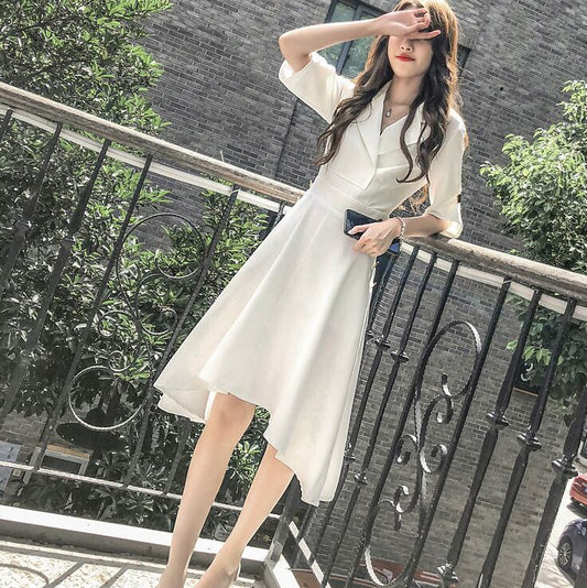 【dress】シンプル気質満点ファッションスウィート不規則着痩せワンピース G0176