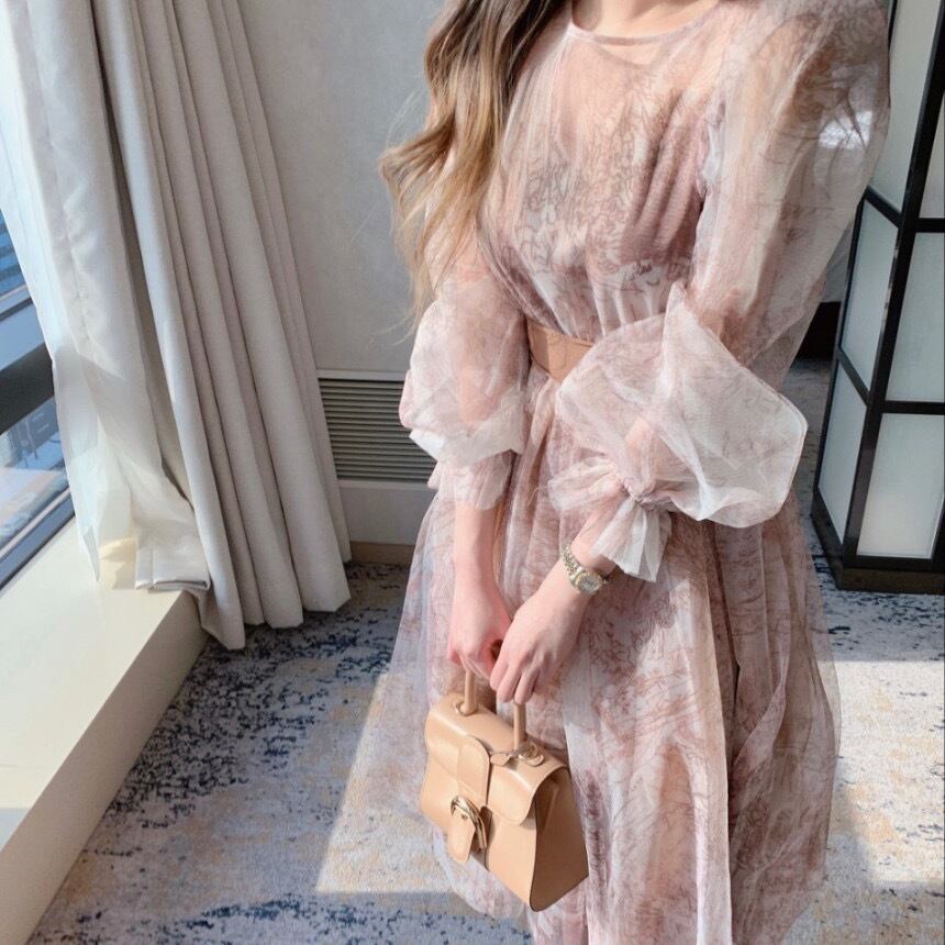 【dress】パフスリーブチュールワンピース　M30144