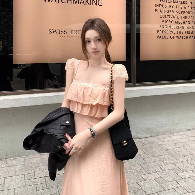 【dress】レースドッキングキャミワンピース Q8033