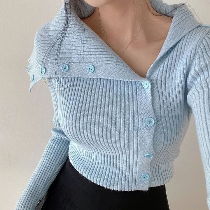 【tops】ボタンデザインニットトップス　M26662