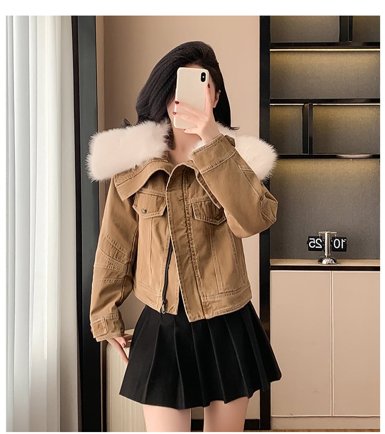 【outer】裹起毛ファーデニムジャケット　M27803