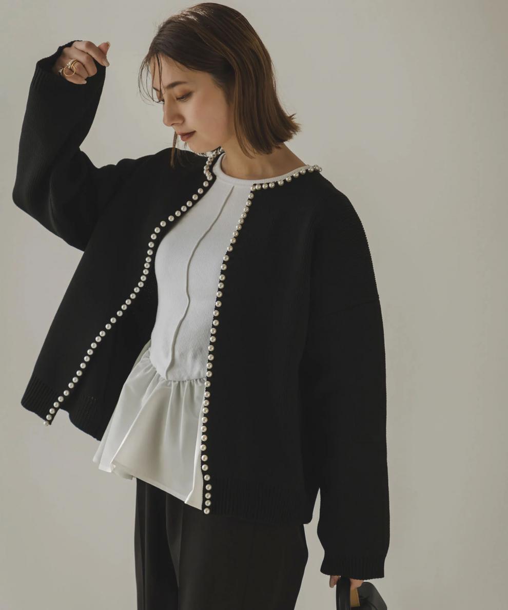 【outer】パールニットカーデ　M25572