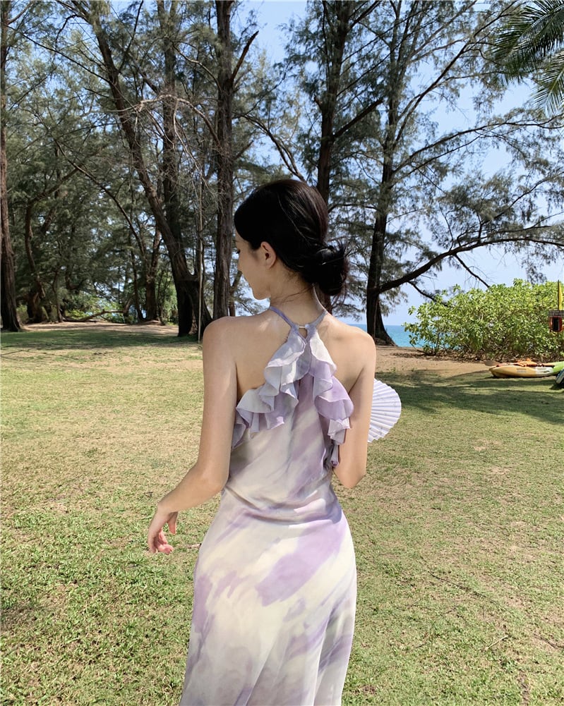 【dress】フリルプリントワンピース　M25208