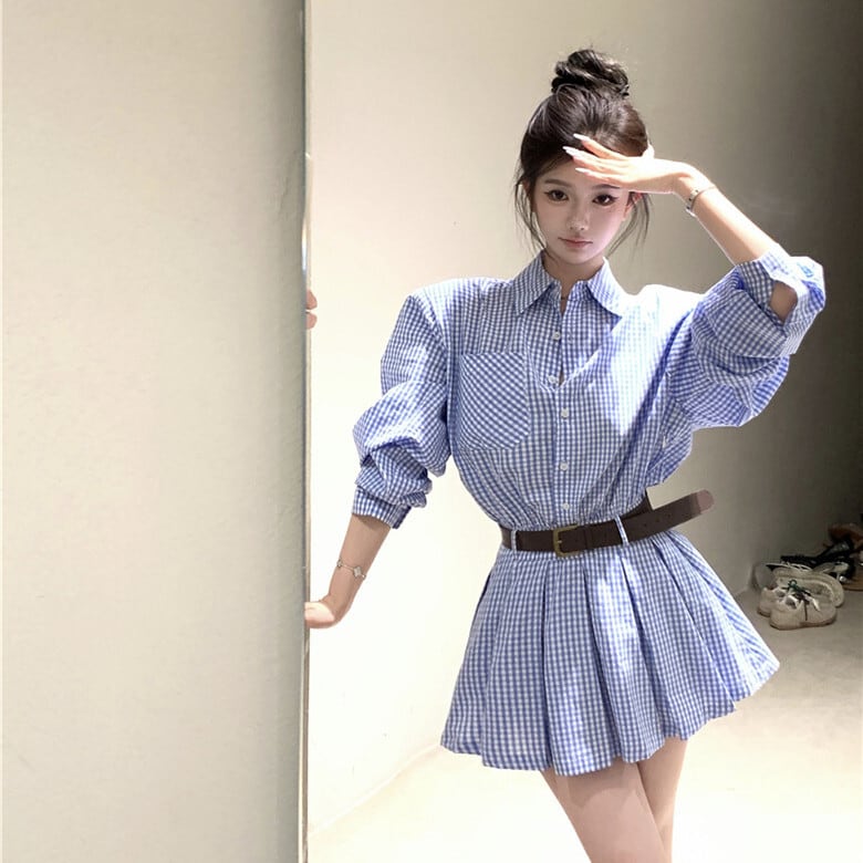 【dress】シャツワンピースベルト付き　M29531